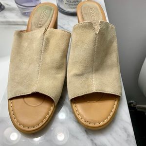 Tan Suede Born Mules